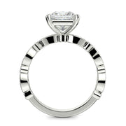 Caroline Princess Cut Pave Art Deco 4 Prong Claw Set Engagement Ring Setting - Nivetta